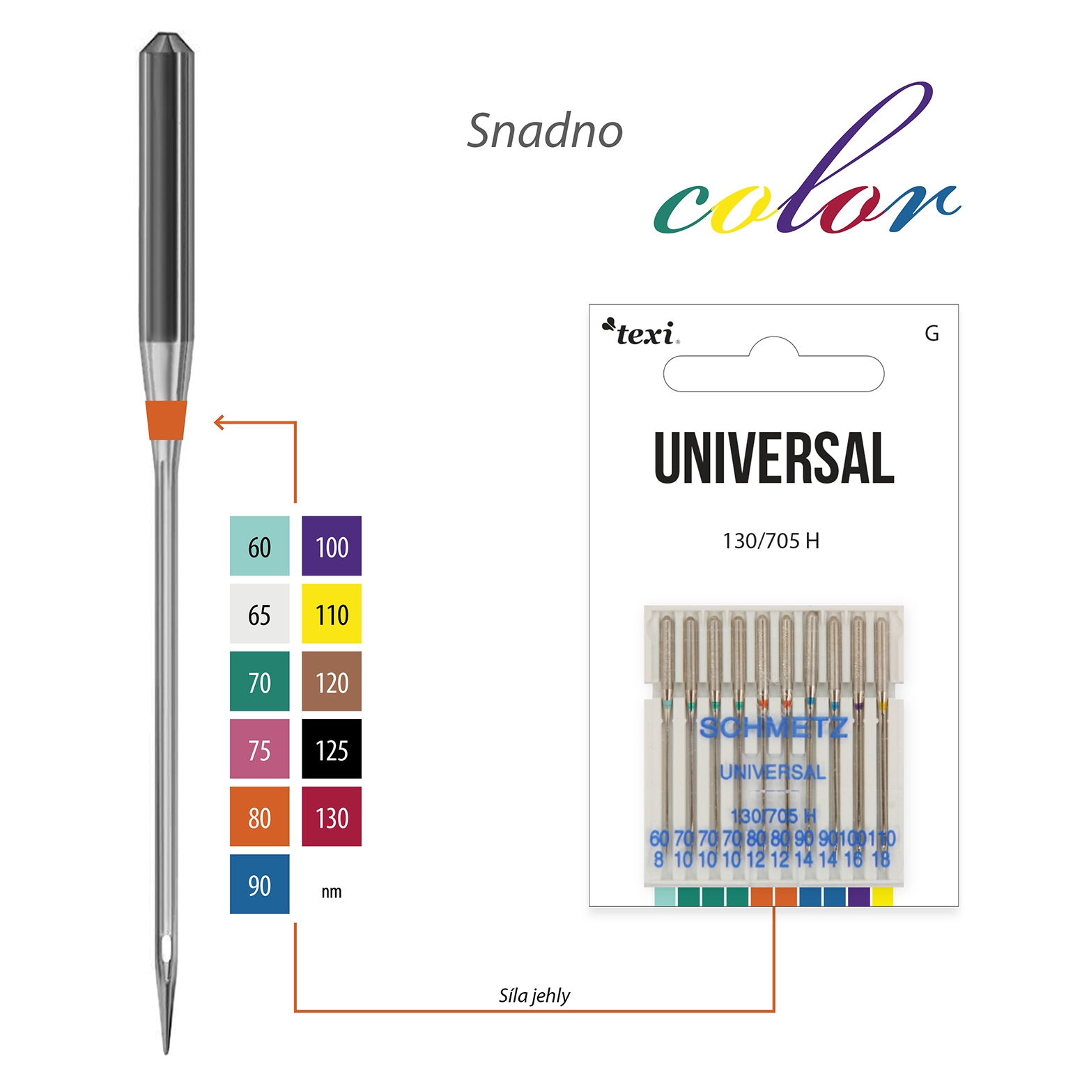 Univerzální jehly TEXI UNIVERSAL 130/705 H 10x60-110
