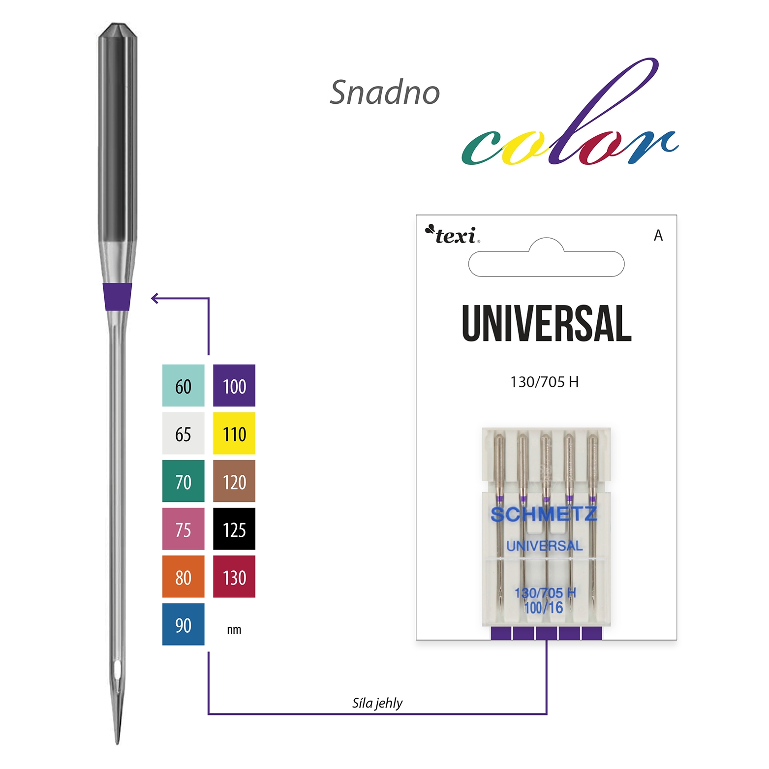 Univerzální jehly TEXI UNIVERSAL 130/705 H 5x100