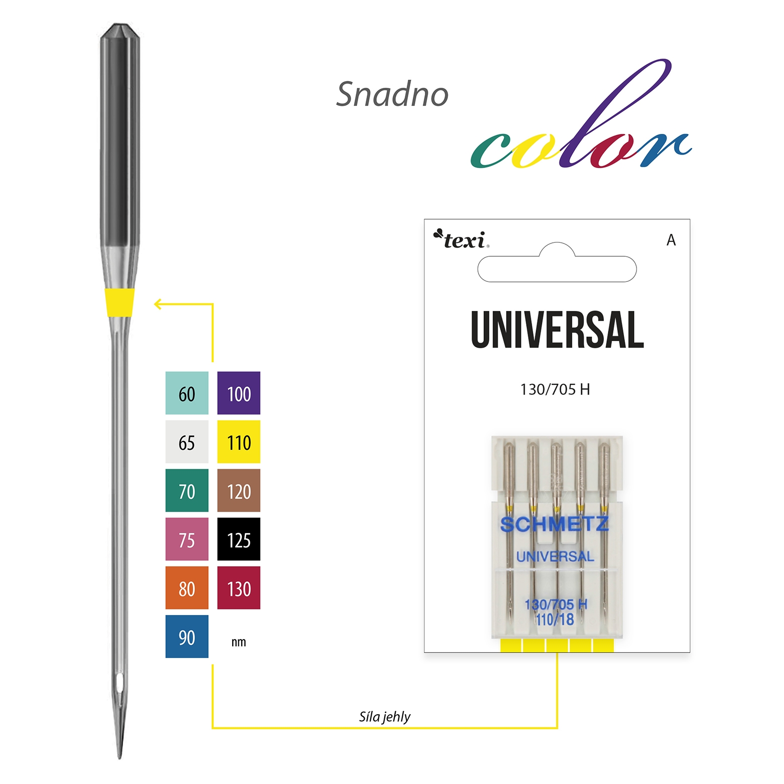 Univerzální jehly TEXI UNIVERSAL 130/705 H 5x110