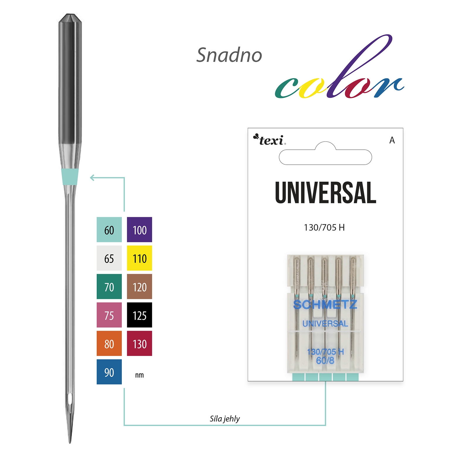 Univerzální jehly TEXI UNIVERSAL 130/705 H 5x60
