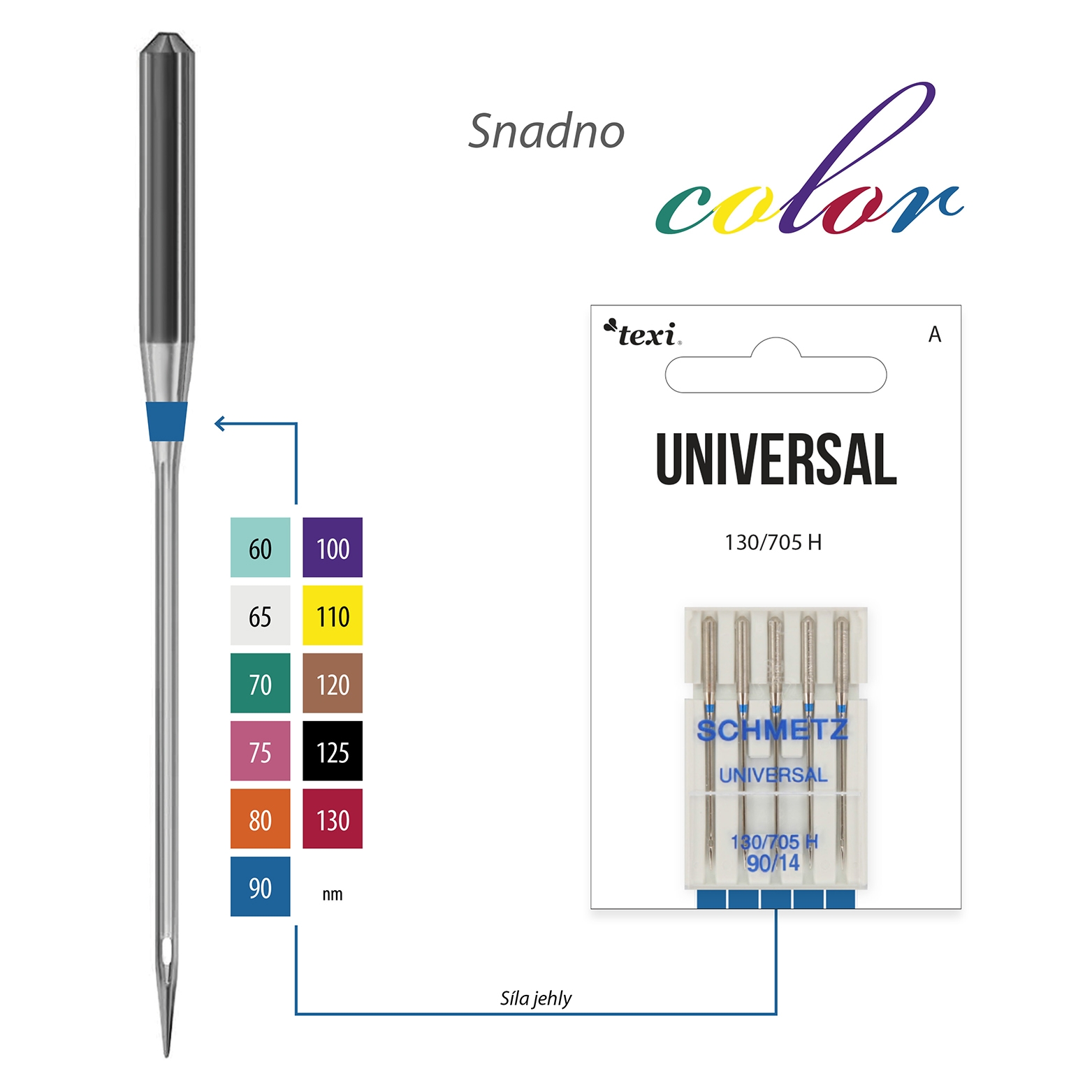 Univerzální jehly TEXI UNIVERSAL 130/705 H 5x90