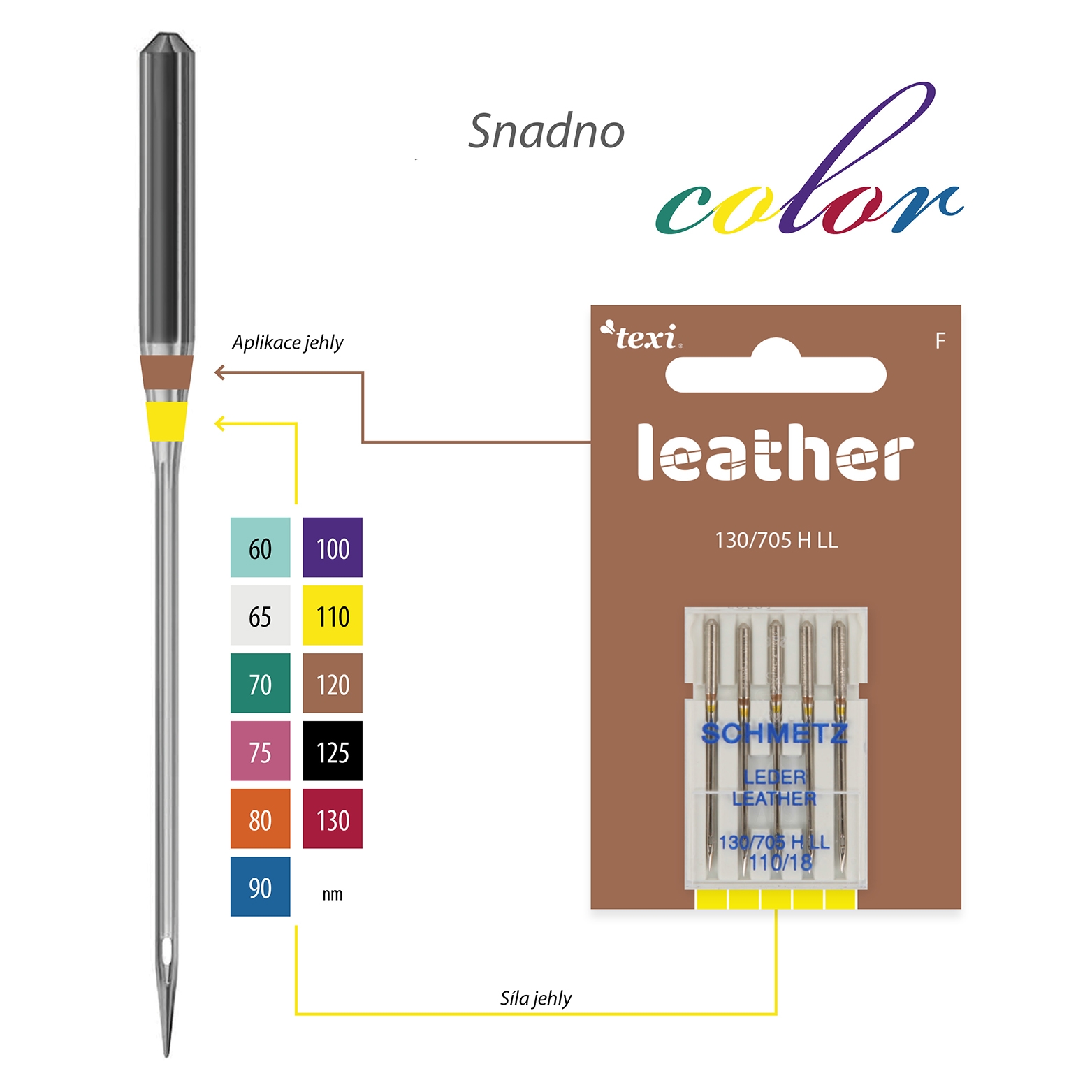Jehly na kůži TEXI LEATHER 130/705 H LL 5x110