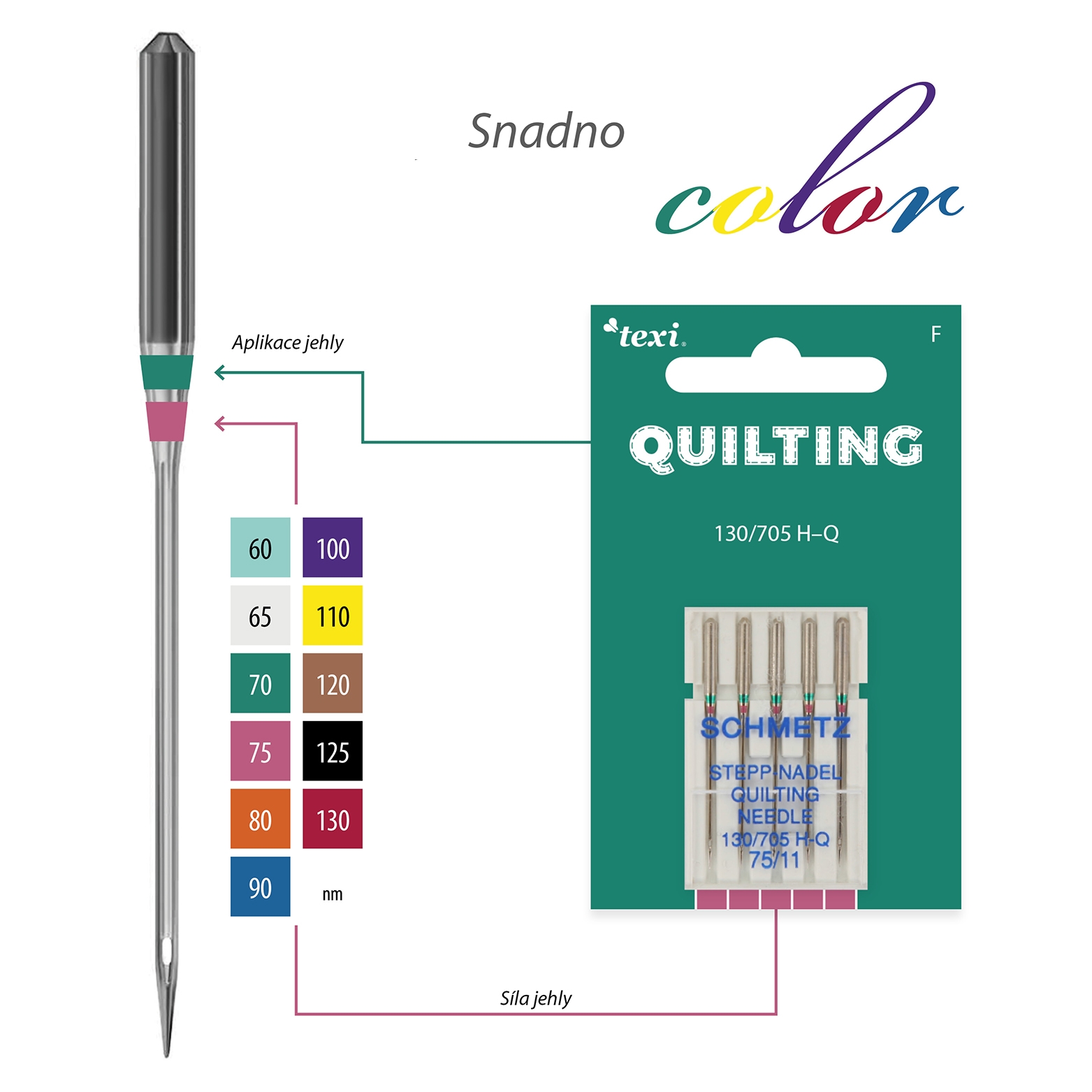 Quiltovací jehly TEXI QUILTING 130/705 H-Q 5x75