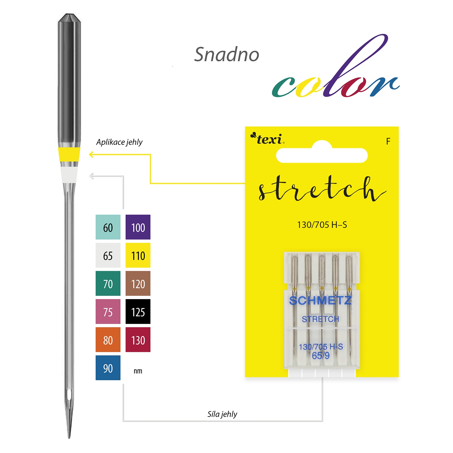 Strečové jehly TEXI STRETCH 130/705 H-S 5x65