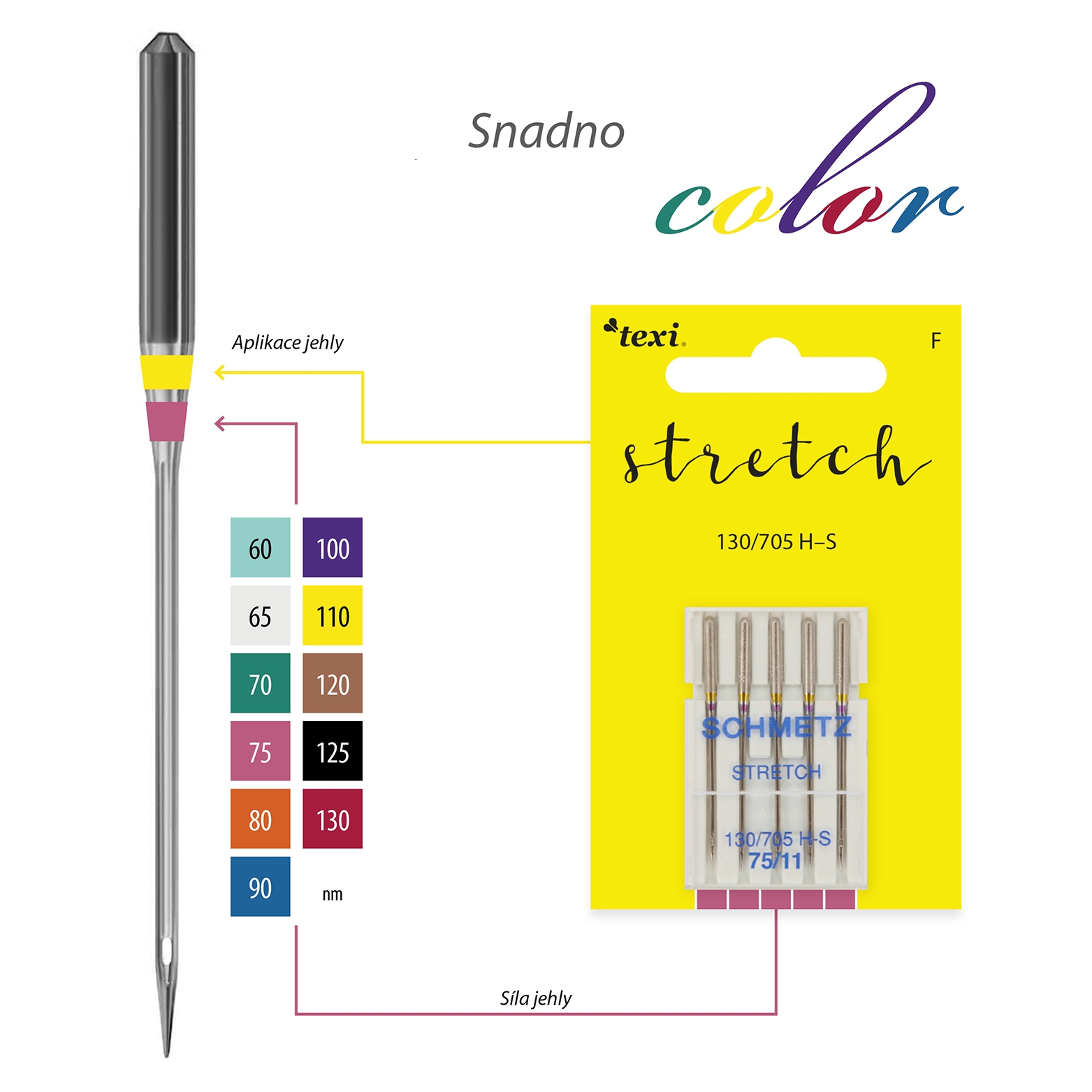 Strečové jehly TEXI STRETCH 130/705 H-S 5x75