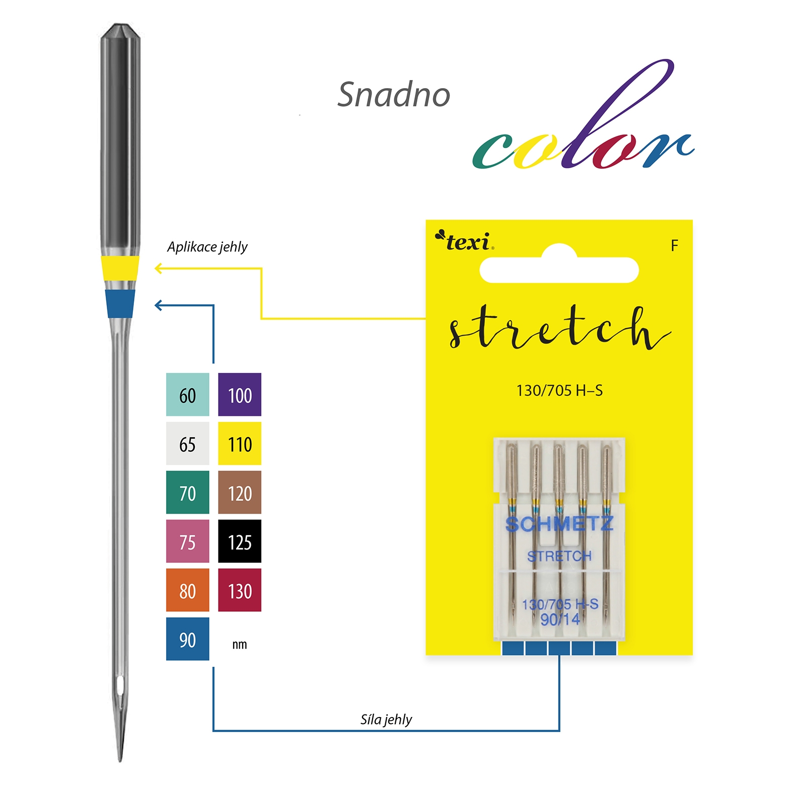 Strečové jehly TEXI STRETCH 130/705 H-S 5x90