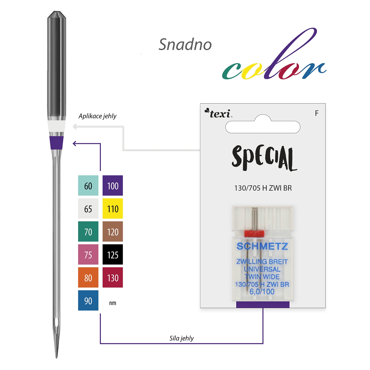 Dvojjehla TEXI UNI TWIN 130/705 H ZWI BR NE 6 100