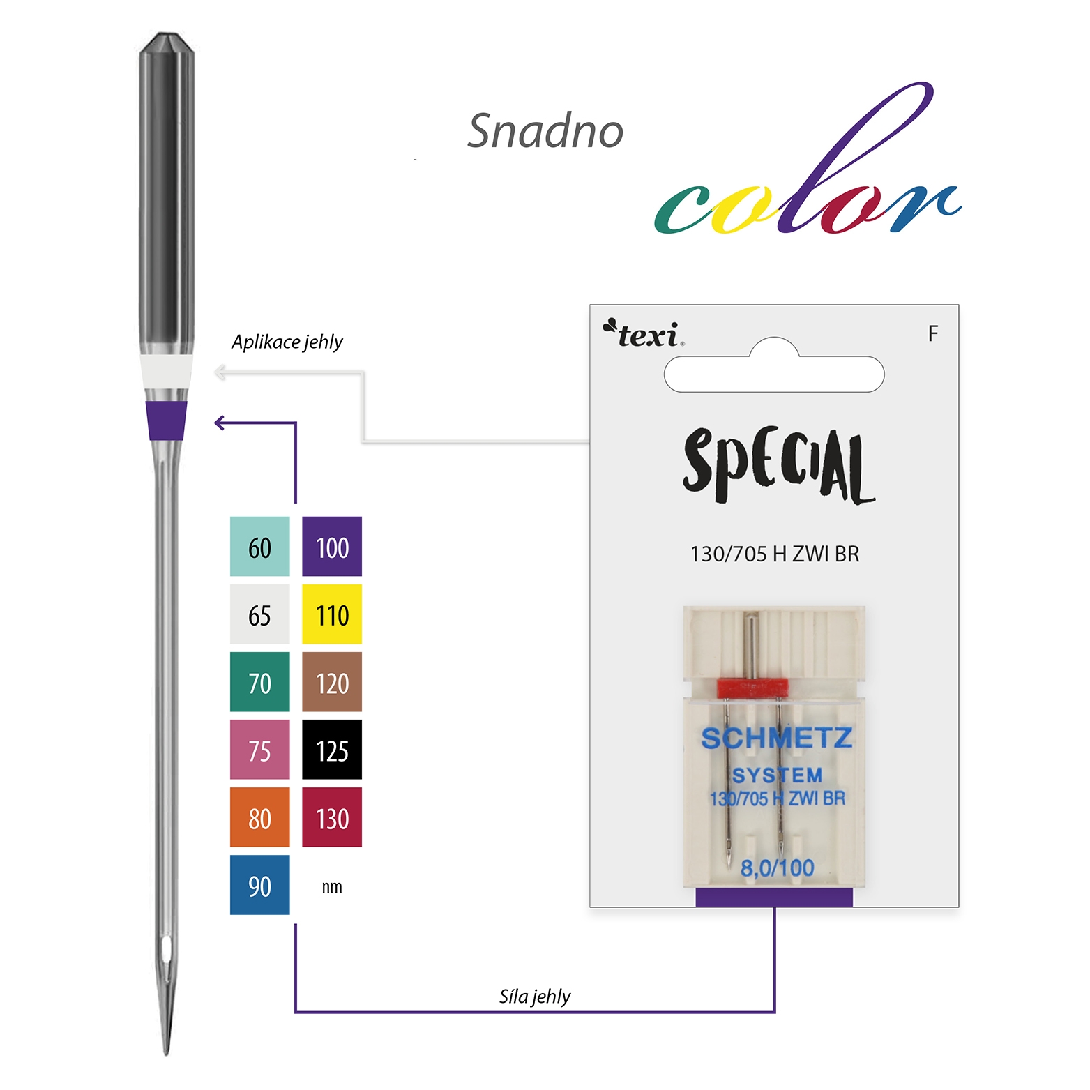 Dvojjehla TEXI UNI TWIN 130/705 H ZWI BR NE 8 100