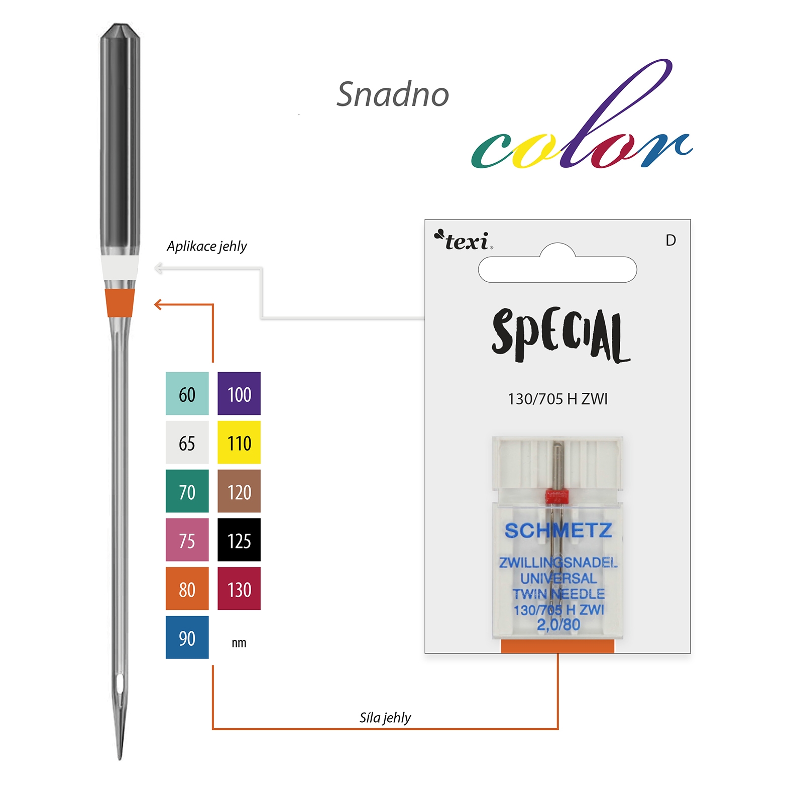 Dvojjehla TEXI UNI TWIN 130/705 H ZWI NE 2,0 80