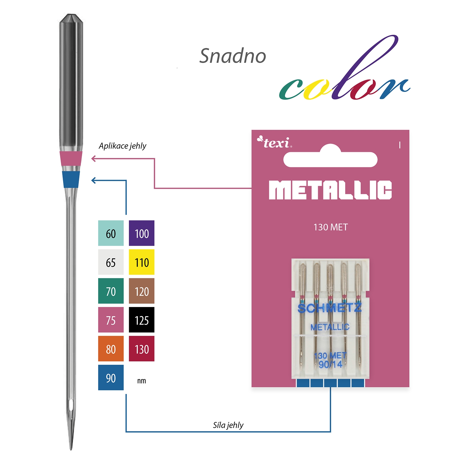 Jehly metalické TEXI METALLIC 130 MET 5x90