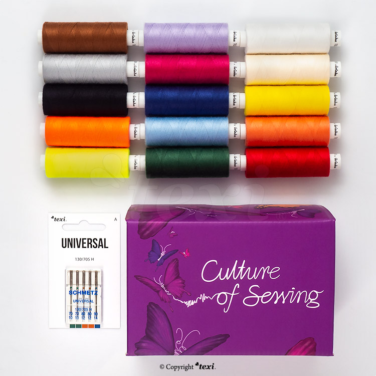 Krabička 15 barev nití a jehly TEXI BOX 15