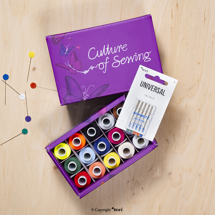 Krabička 15 barev nití a jehly TEXI BOX 15