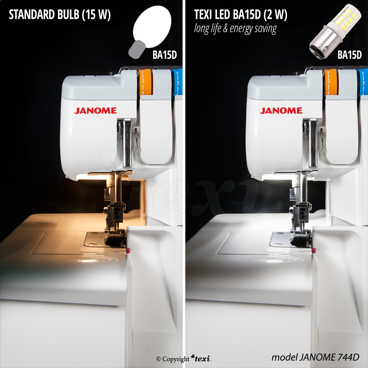 Žárovka LED 230V, 2W pro šicí stroje a overlocky - bajonet TEXI LED BA15D