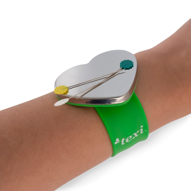Magnetický jehelníček na ruku na špendlíky, jehly, zelená TEXI LOVE GREEN